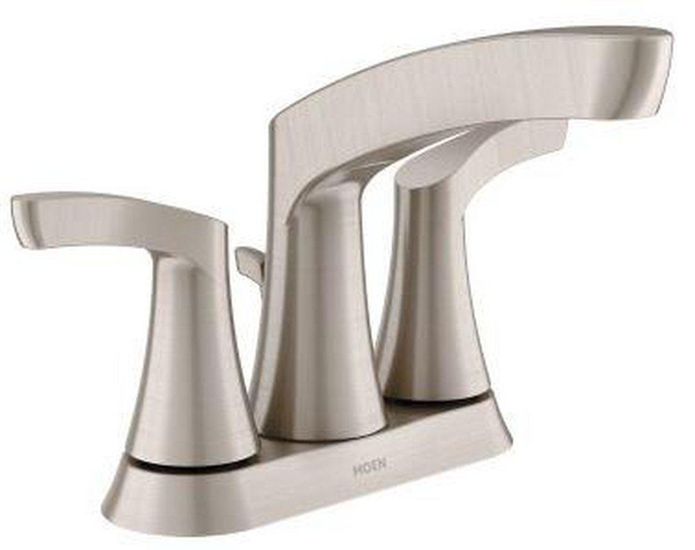 Moen Spot Resist Brushed Nickel Two Handle Centerset Bathroom Sink Faucet Lever Handle 