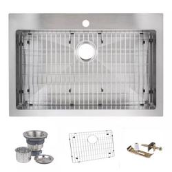 33 in. Dual Mount Stainless Steel Single Bowl Kitchen Sink