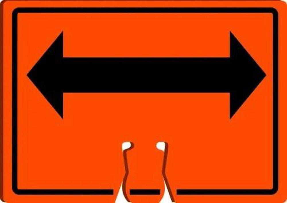 Accuform Orange 10 x 14 in. Cone Left and Right Arrow Sign 