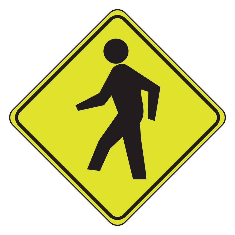 Accuform Signs Fluorescent Yellow 30 x 30 in. Sign Pedestrian Crossing 