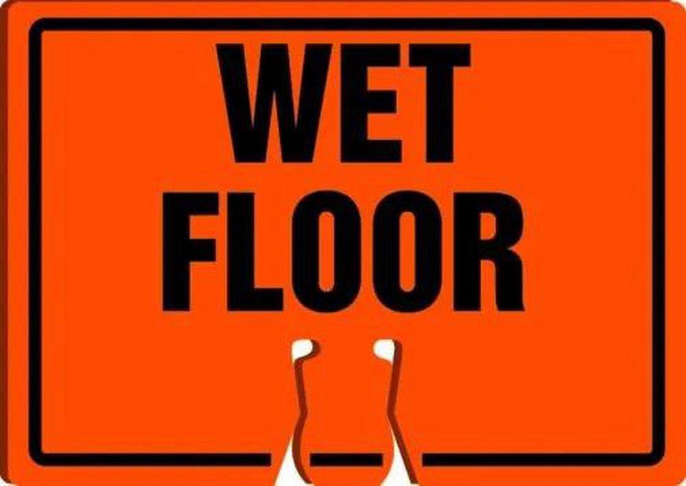 Accuform Orange 10 x 14 in. Cone Wet Floor Sign 