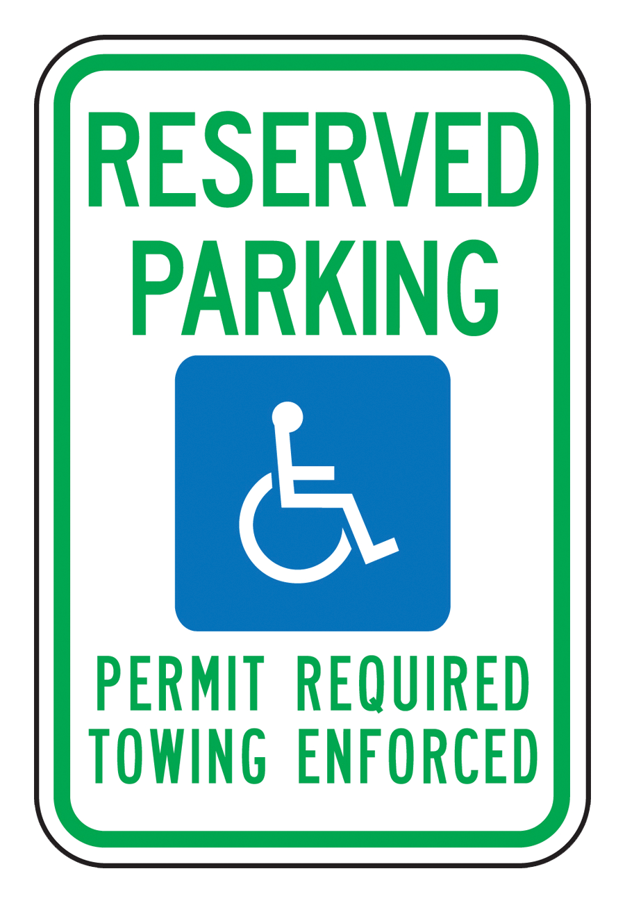 AccuformNMC White 18 x 12 in. Engineer Grade Reserved Parking Permit Required Towing Enforced Sign 