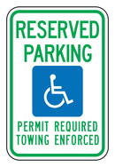 AccuformNMC White 18 x 12 in. Engineer Grade Reserved Parking Permit Required Towing Enforced Sign 