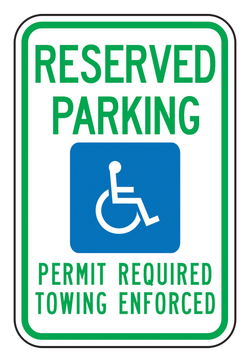 18 x 12 in. Engineer Grade Reflective Aluminum Sign in White - RESERVED PARKING PERMIT REQUIRED TOWING ENFORCED