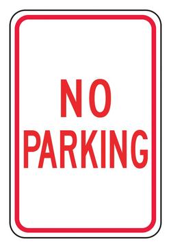 18 x 12 in. Engineer Grade Reflective Aluminum Sign in White - NO PARKING