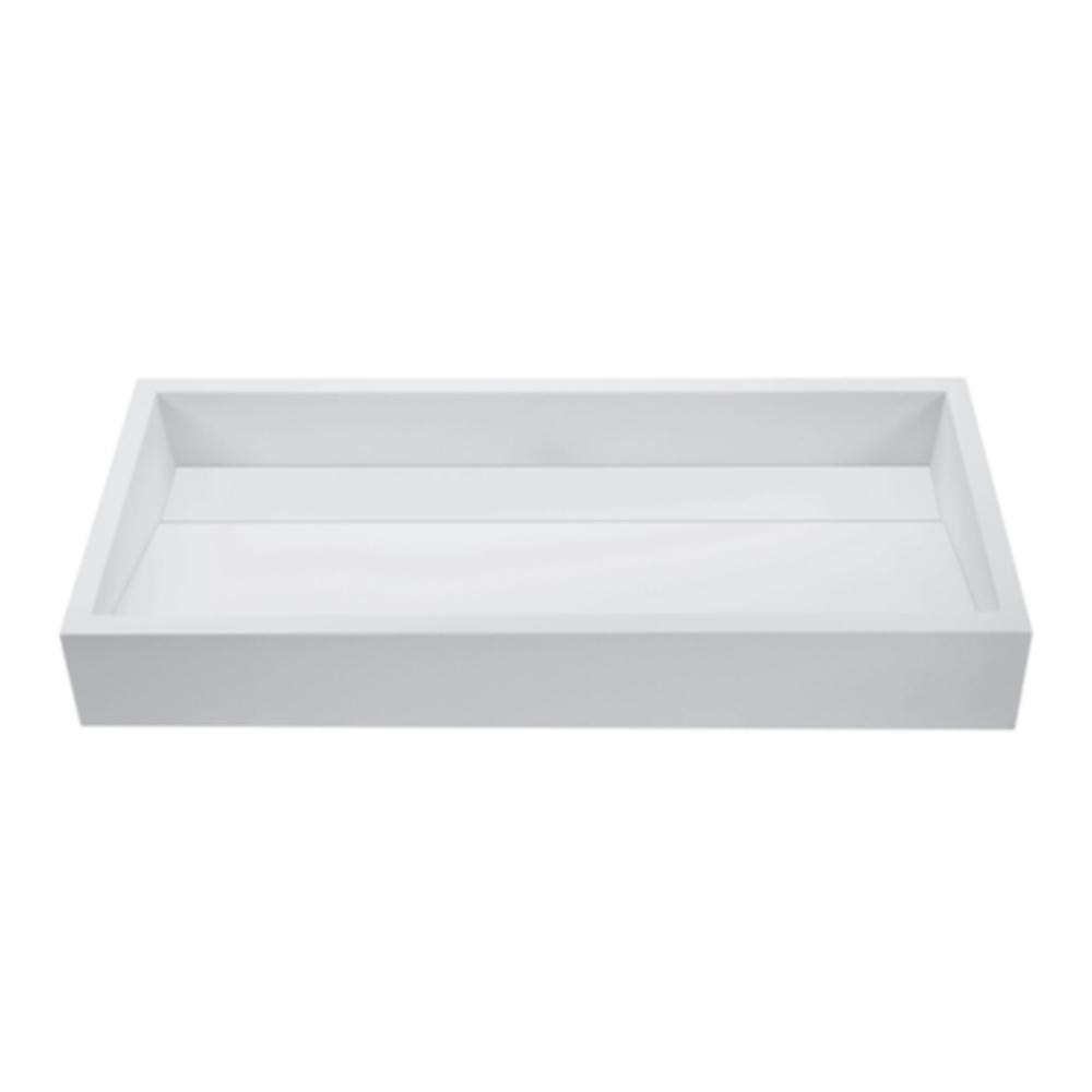 MTI Whirlpools&reg; White Matte 39-1/2 x 14-1/2 in. 1-Bowl Undermount Solid Stone Rectangular Lavatory Sink with Rear Center Drain 