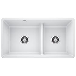 33 in. Undermount Silgranit Double Bowl Kitchen Sink in White
