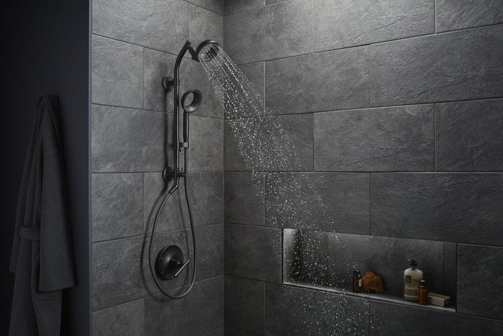 KOHLER Matte Black Single Handle Pressure Balancing Valve Trim 