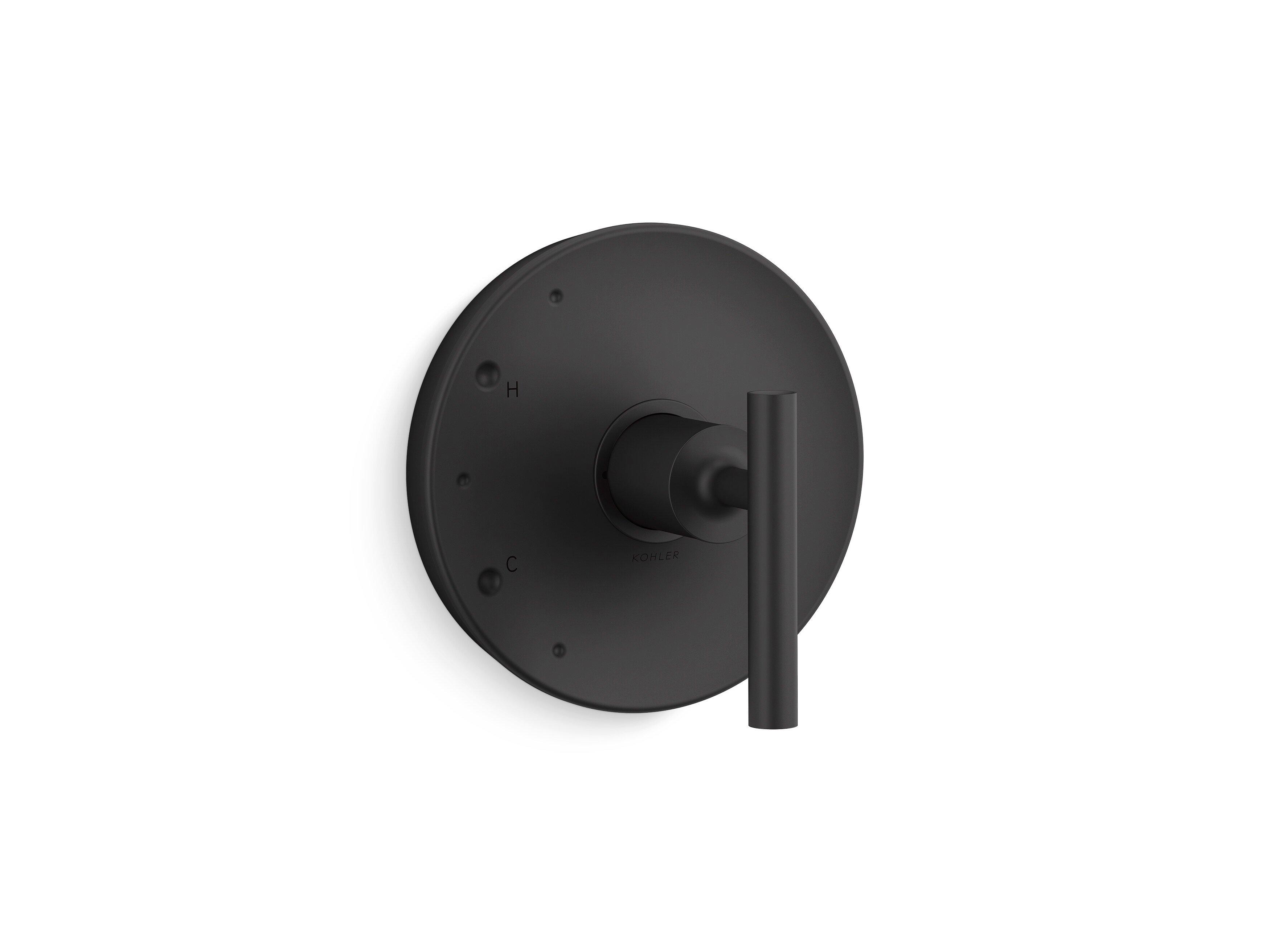 KOHLER Matte Black Single Handle Pressure Balancing Valve Trim 