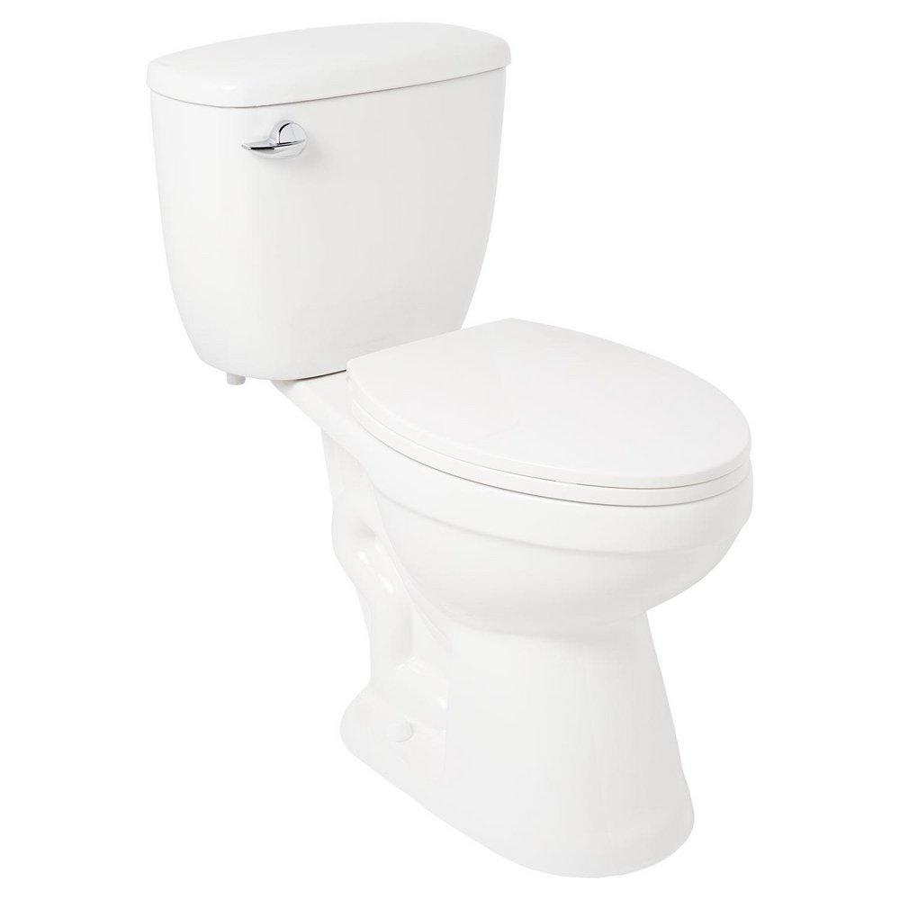 Signature Hardware 1.6 gpf Elongated Floor Mount Two Piece Toilet with Seat  in White