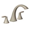 2 gpm 5-Hole Deck Mount Roman Tub Faucet Trim with Double Lever Handle and Handshower in Brushed Nickel