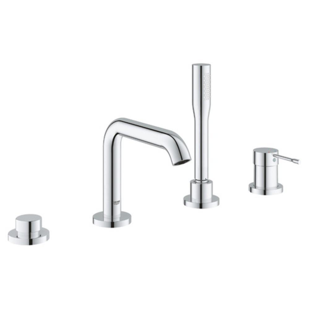 GROHE StarLight® Chrome 6.3 gpm 4-Hole Deck Mount Roman Tub Faucet with Single Lever Handle and Handshower 
