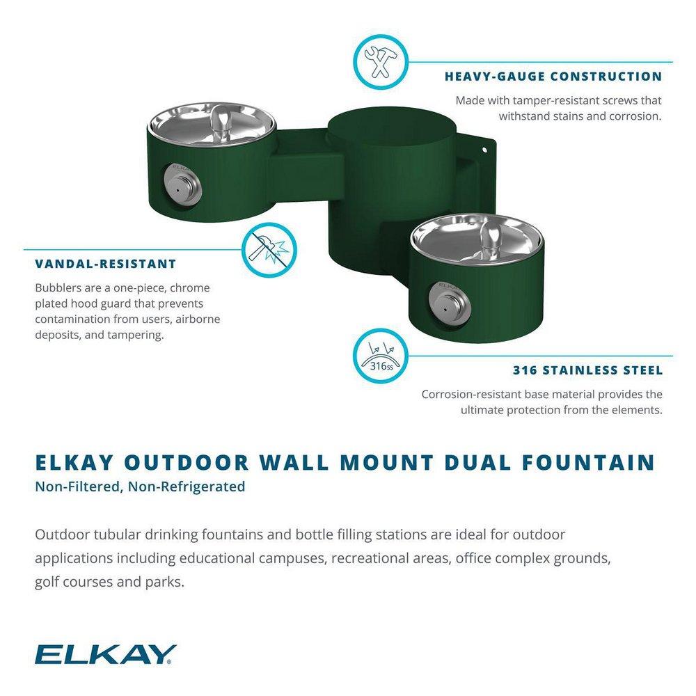 Elkay Black Outdoor Wall Mount Bi-Level Drinking Fountain 