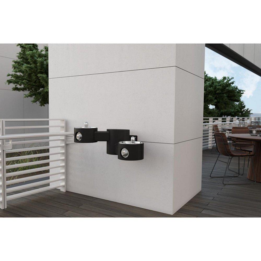 Elkay Black Outdoor Wall Mount Bi-Level Drinking Fountain 
