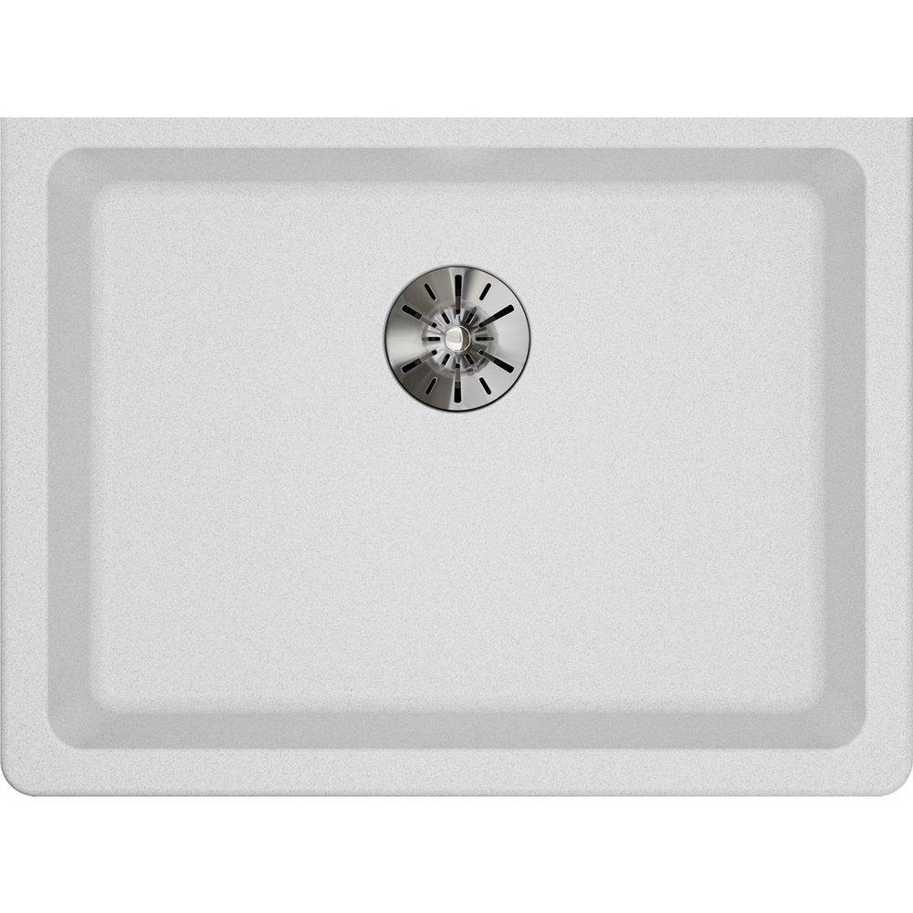 Elkay White 25 x 18-1/2 in. No Hole Composite Single Bowl Undermount Kitchen Sink 