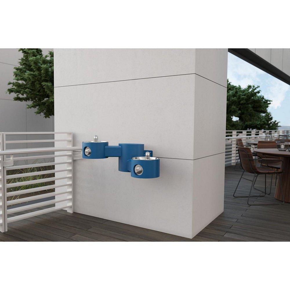 Elkay Blue Outdoor Wall Mount Bi-Level Drinking Fountain 