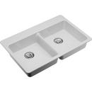 Elkay White 33 x 22 in. No Hole Composite Double Bowl Drop-in Kitchen Sink 