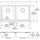 Elkay White 33 x 22 in. No Hole Composite Double Bowl Drop-in Kitchen Sink 