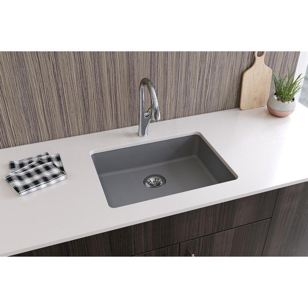 Elkay Greystone 25 x 18-1/2 in. No Hole Composite Single Bowl Undermount Kitchen Sink 