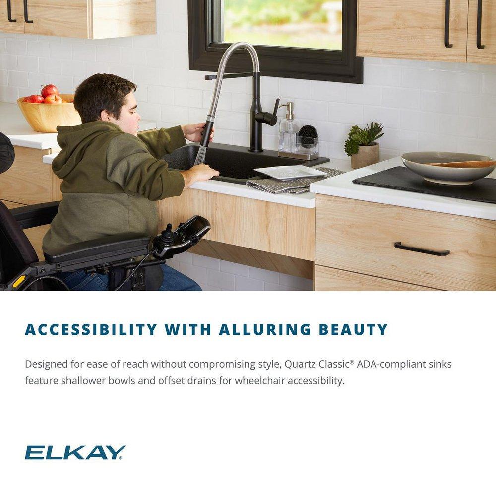 Elkay White 33 x 18-1/2 in. No Hole Composite Double Bowl Undermount Kitchen Sink 
