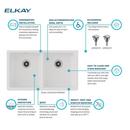 Elkay White 33 x 18-1/2 in. No Hole Composite Double Bowl Undermount Kitchen Sink 