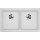 Elkay White 33 x 18-1/2 in. No Hole Composite Double Bowl Undermount Kitchen Sink 