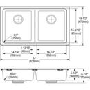 Elkay White 33 x 18-1/2 in. No Hole Composite Double Bowl Undermount Kitchen Sink 