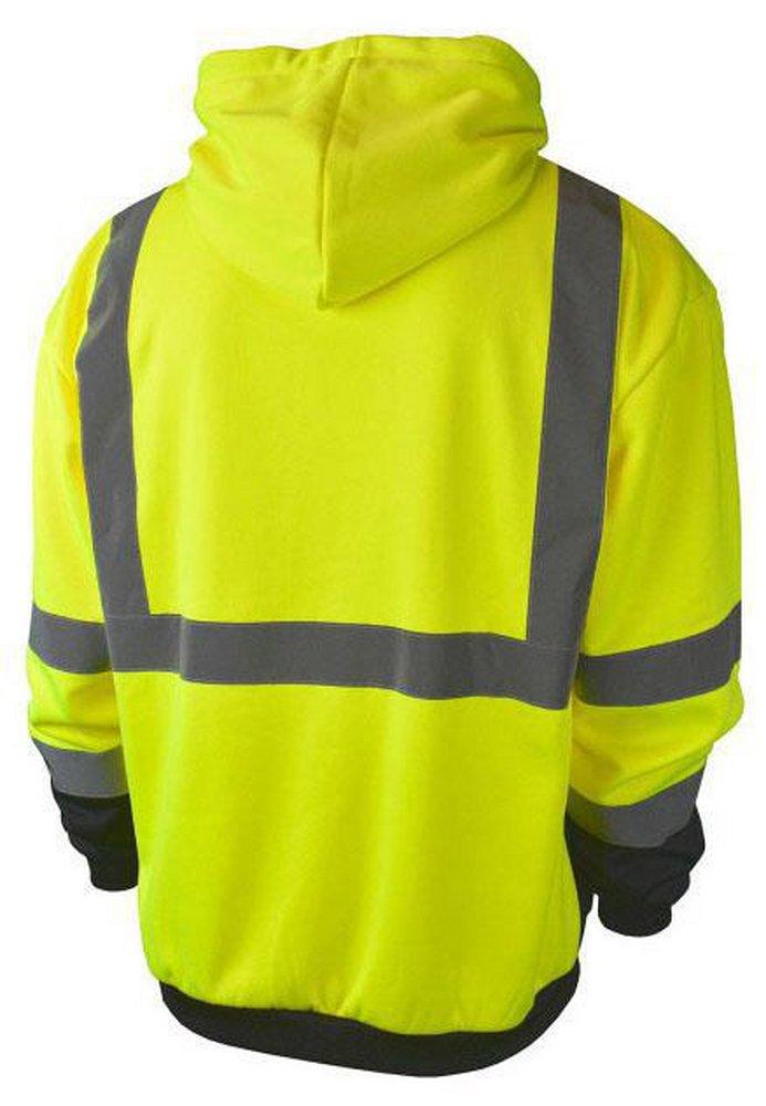 Radians Hi-Viz Green Polyester Reusable Hooded Sweatshirt in Black and Hi-Viz Green 