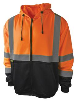 XXL Size Polyester Sweatshirt with Zipper in Hi-Viz Orange
