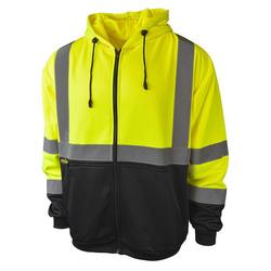 L Size Polyester Sweatshirt with Zipper in Hi-Viz Green