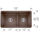 BLANCO Café 33 x 18 in. No Hole Composite Double Bowl Undermount Kitchen Sink 