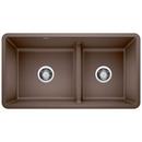 33 x 18 in. No Hole Composite Double Bowl Undermount Kitchen Sink in Cafe Brown