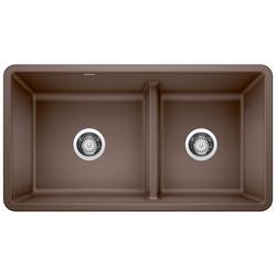 33 in. Undermount Silgranit Double Bowl Kitchen Sink in Café