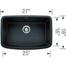 BLANCO Anthracite 27 x 18 in. No Hole Composite Single Bowl Undermount Kitchen Sink 