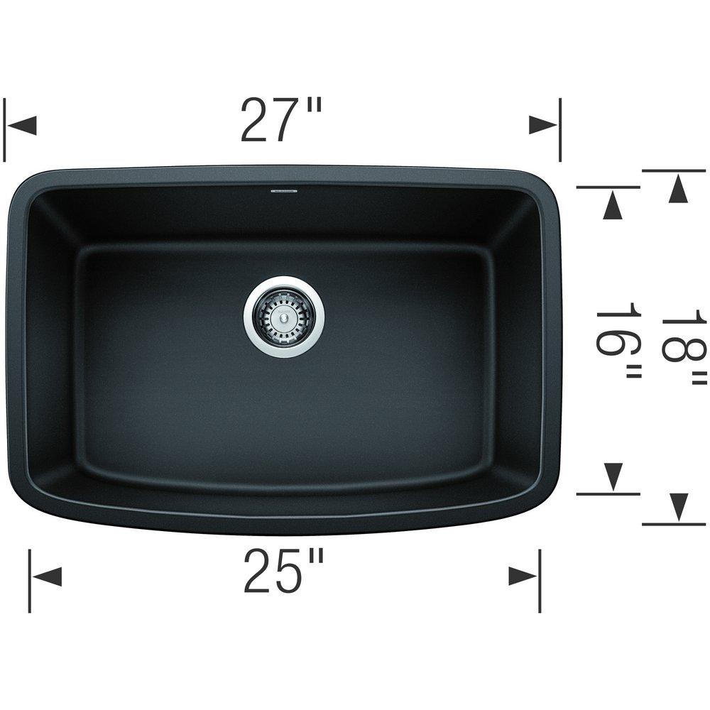 BLANCO Anthracite 27 x 18 in. No Hole Composite Single Bowl Undermount Kitchen Sink 
