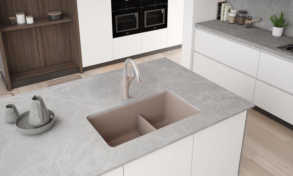 BLANCO Truffle 33 x 18 in. No Hole Composite Double Bowl Undermount Kitchen Sink 