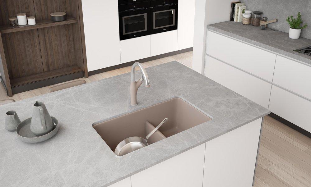 BLANCO Truffle 33 x 18 in. No Hole Composite Double Bowl Undermount Kitchen Sink 