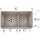 BLANCO Truffle 33 x 18 in. No Hole Composite Double Bowl Undermount Kitchen Sink 