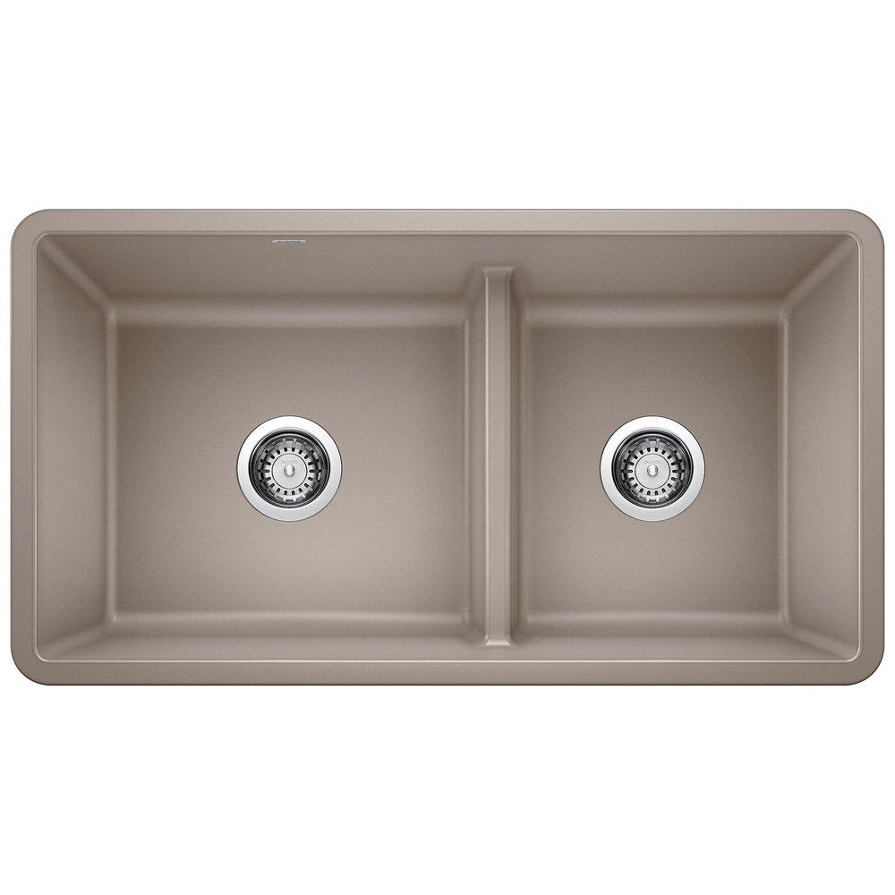 BLANCO Truffle 33 x 18 in. No Hole Composite Double Bowl Undermount Kitchen Sink 