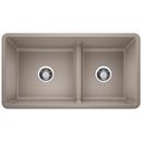 BLANCO Truffle 33 x 18 in. No Hole Composite Double Bowl Undermount Kitchen Sink 