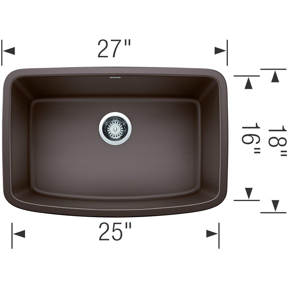 BLANCO Cafe 27 x 18 in. No Hole Composite Single Bowl Undermount Kitchen Sink 