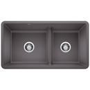 BLANCO Cinder 33 x 18 in. No Hole Composite Double Bowl Undermount Kitchen Sink 