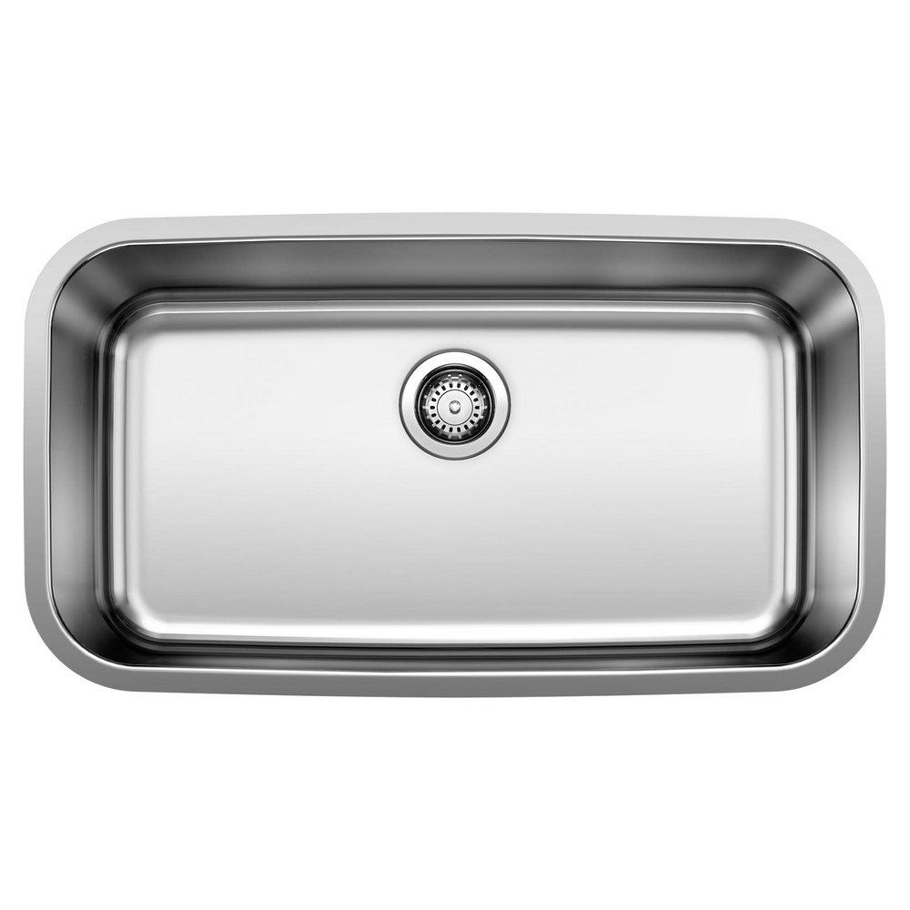 BLANCO Stainless Steel 32 x 18 in. No Hole Single Bowl Undermount Kitchen Sink 