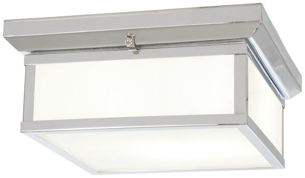 Minka Lavery Chrome 13 in. 60W 2-Light Flushmount with White Glass Shade 