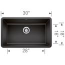 BLANCO Anthracite 30 x 18 in. No Hole Composite Single Bowl Undermount Kitchen Sink 