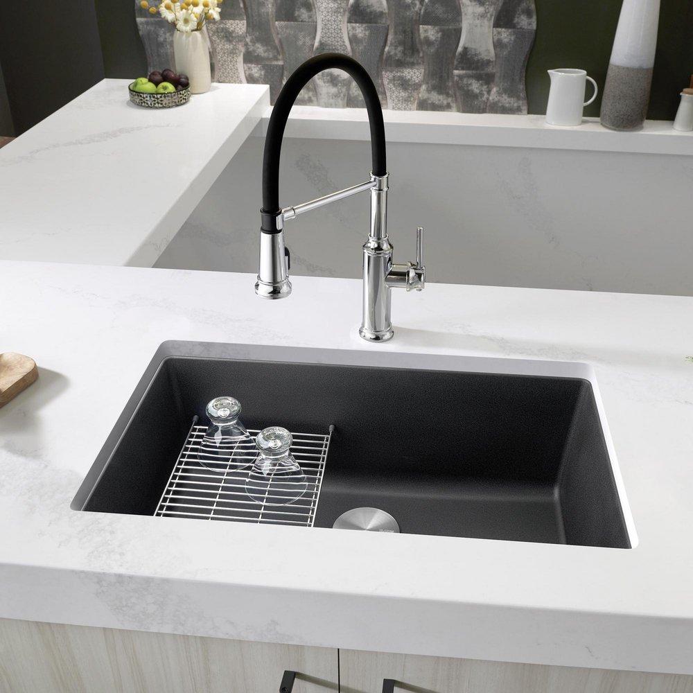 BLANCO Anthracite 30 x 18 in. No Hole Composite Single Bowl Undermount Kitchen Sink 