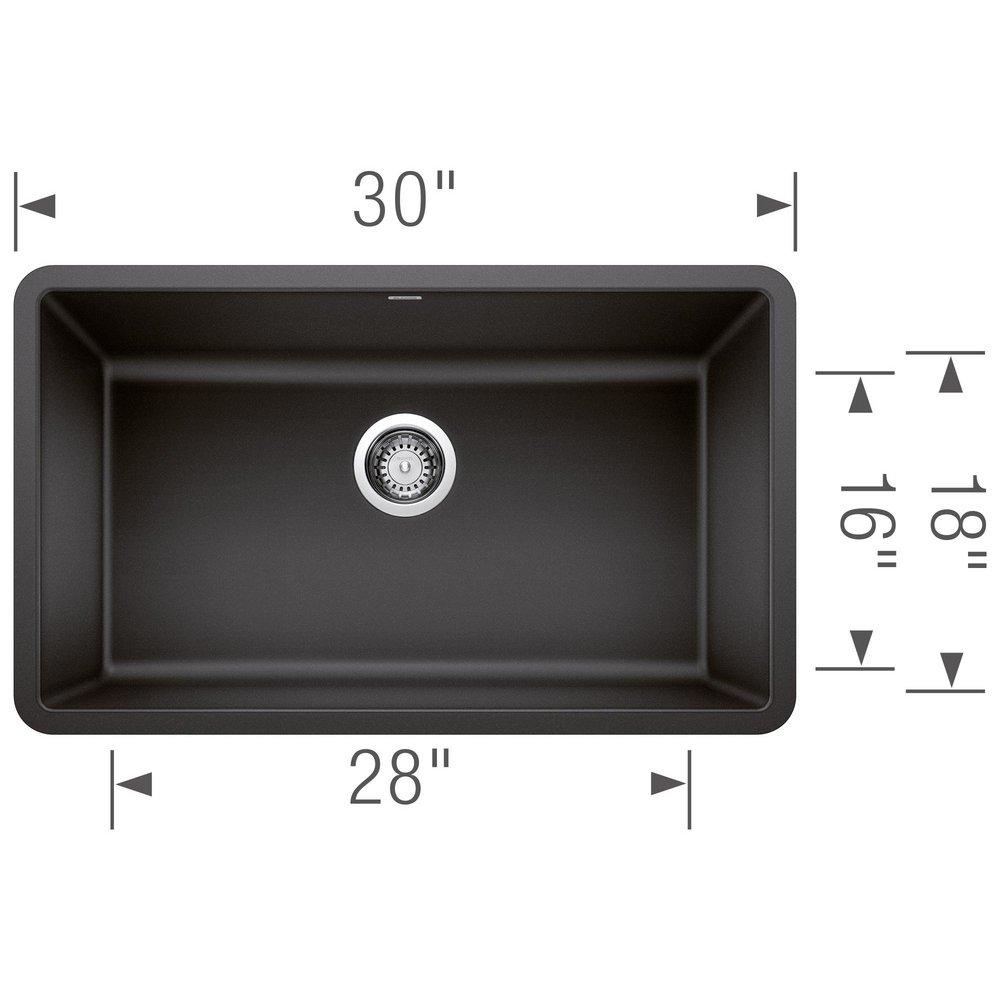 BLANCO Anthracite 30 x 18 in. No Hole Composite Single Bowl Undermount Kitchen Sink 