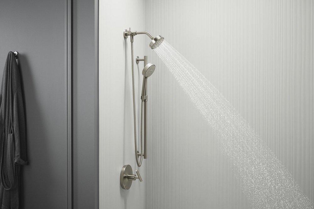 KOHLER Vibrant&reg; Brushed Nickel Multi Function Wide Coverage, Intense Drenching and Targeted Spray Showerhead 