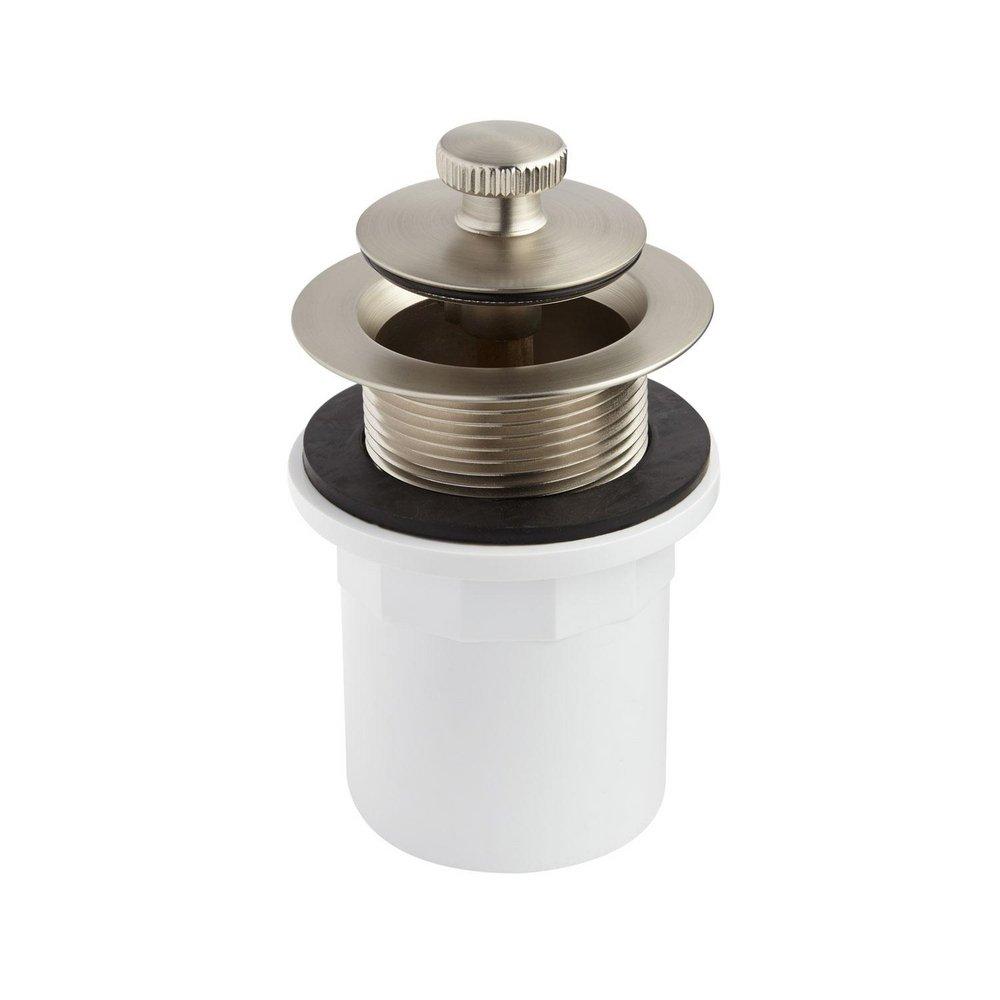 Signature Hardware Brushed Nickel Lift and Turn Tub Drain with Hub Adapter 