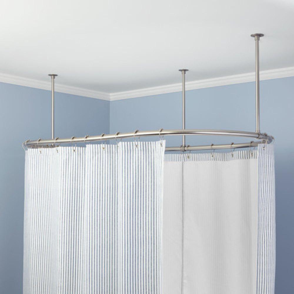 Signature Hardware Brushed Nickel 72 in. Ceiling Mount Oval Shower Rod 
